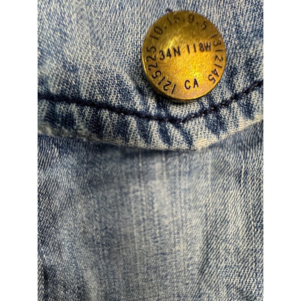 Current Elliott Denim Shirt Womens Blue Lt Wash Button Down Western Distressed - Picture 6 of 12